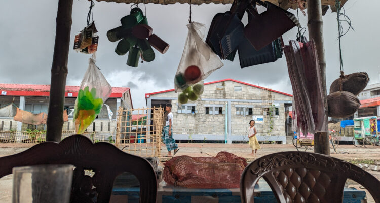 Houses of Rohingya living quarter captured from a roadside tea shop in Bhasan Char Island